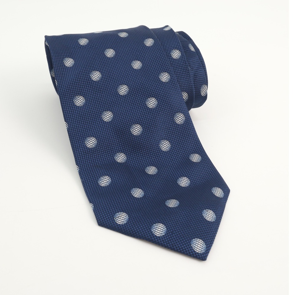 Italiano Randaldi‎ Italy Blue Dot Textured Classic Necktie Gold Chain
